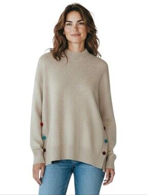 Philosophy Oatmeal Knit Colorful Buttin Sweater